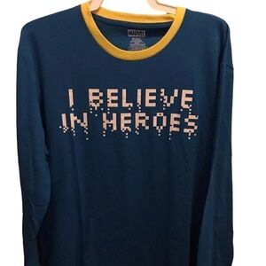 New Marvel ‘I Believe In Heroes’ L/S T-shirt sz L
